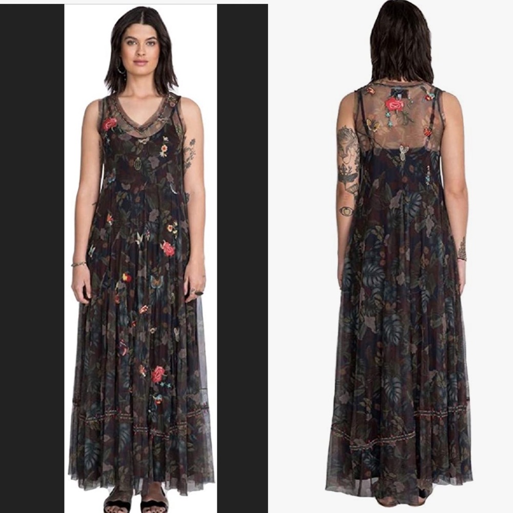 JOHNNY WAS - BIYA NYAH Mesh Maxi Dress, Embroidered